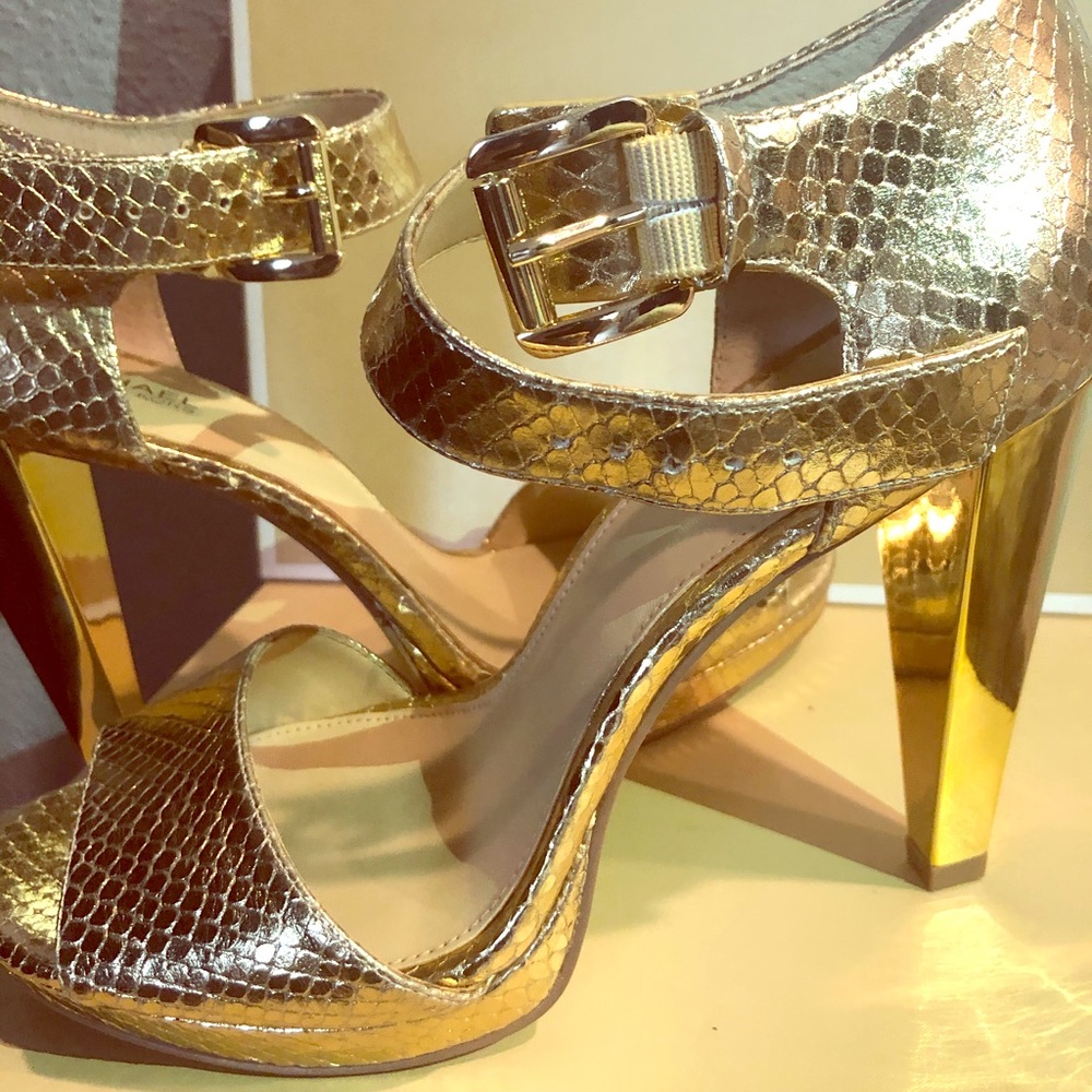 Michael Kors metallic gold leather platform
